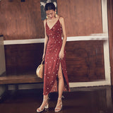 French Polka Dot Mid-length Split Dress
