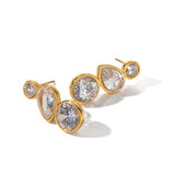 Inlaid Zircon Stud Earrings Stainless Steel 18K Gold Non-fading Anti Allergy Jewelry