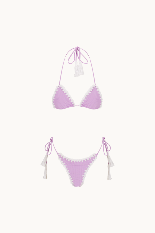 PEACHES CROCHET TRIM KINI - LILAC