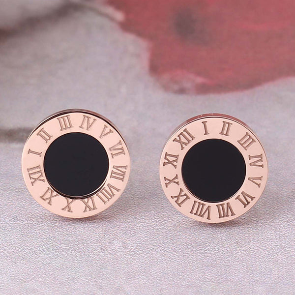 Roman Numeral Titanium Steel Ear Studs