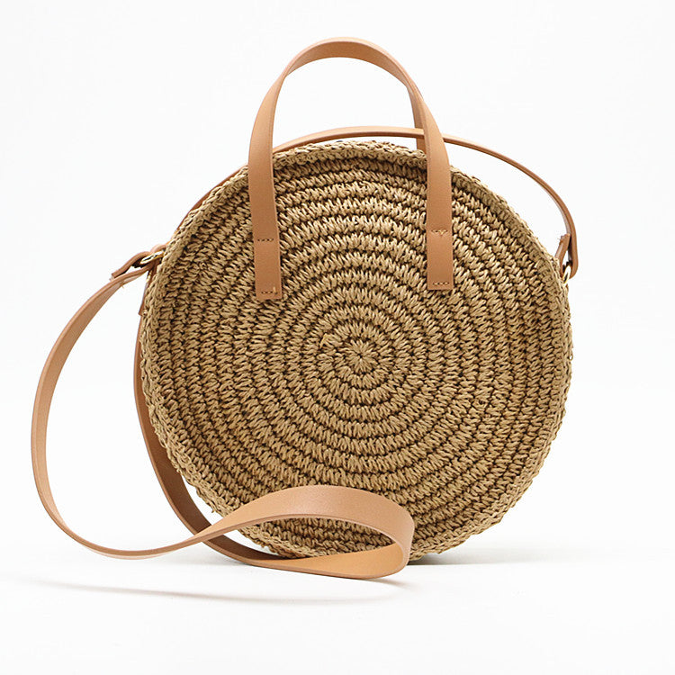 New Fashion Round Straw Bag Handmade Rattan Woven Straw Handbag Summer  Beach Bag Handbag Knit For Women Girl Shoulder Bags - Shoulder Bags -  AliExpress