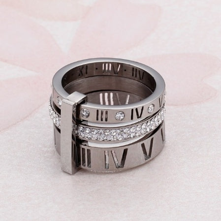 Roman Wild Titanium Steel Plated Letter Ring