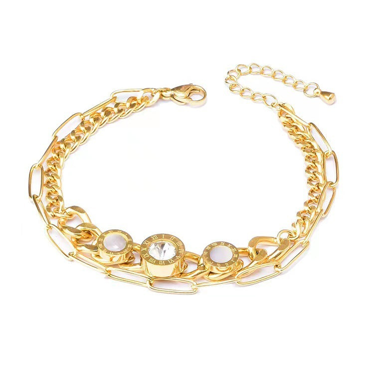 Multi-layer Pendant Gold Bracelet