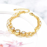 Multi-layer Pendant Gold Bracelet