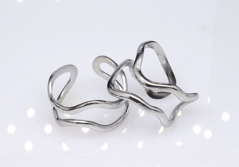 Adjustable Double Line Titanium Vintage Oil Pressure Stainless Steel Ring