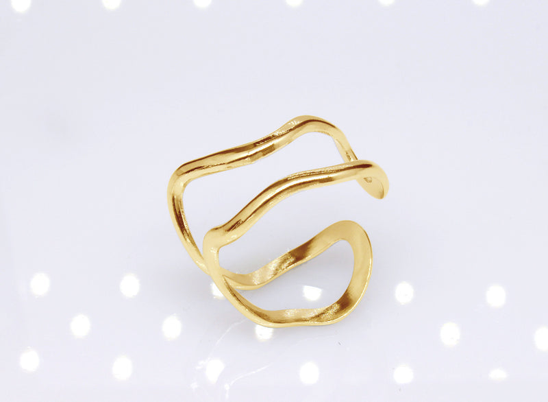 Adjustable Double Line Titanium Vintage Oil Pressure Stainless Steel Ring