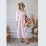 Women's V-neck Loose Lantern Sleeve Dress