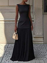 Solid Colour Sleeveless Dress