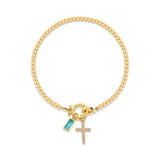 Moon Stone Love Knot Plated 18K Gold Bracelet