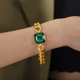 Cuban Link Chain Square Thick Straps Crystal Bracelet