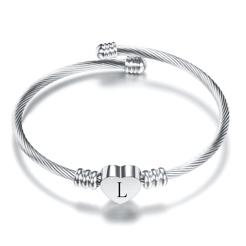 26 Letter Stainless Steel Bangle