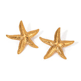 Marine Shell 18K Gold Stainless Steel Starfish Earrings