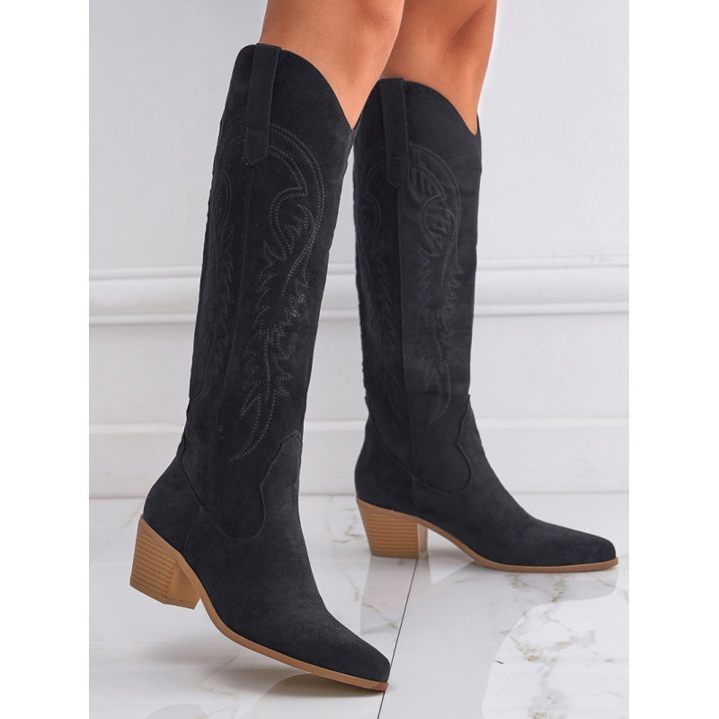 Cuban Heel Knee-high Boots