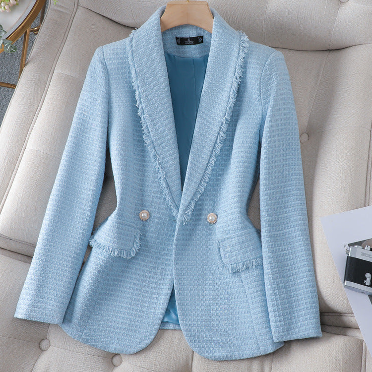White Classic Style High-grade Temperament Tweed Coat