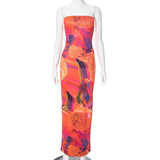 Summer || Elegant Printed Sleeveless Tight High Waist Long Dress