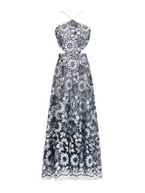 Vacation Style Dress with Floral Print and Hollow-out Waist
