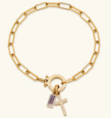 Moon Stone Love Knot Plated 18K Gold Bracelet