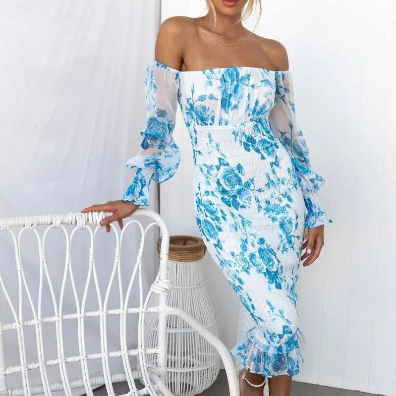 Aria || Printed Tube Top Off-neck Dress