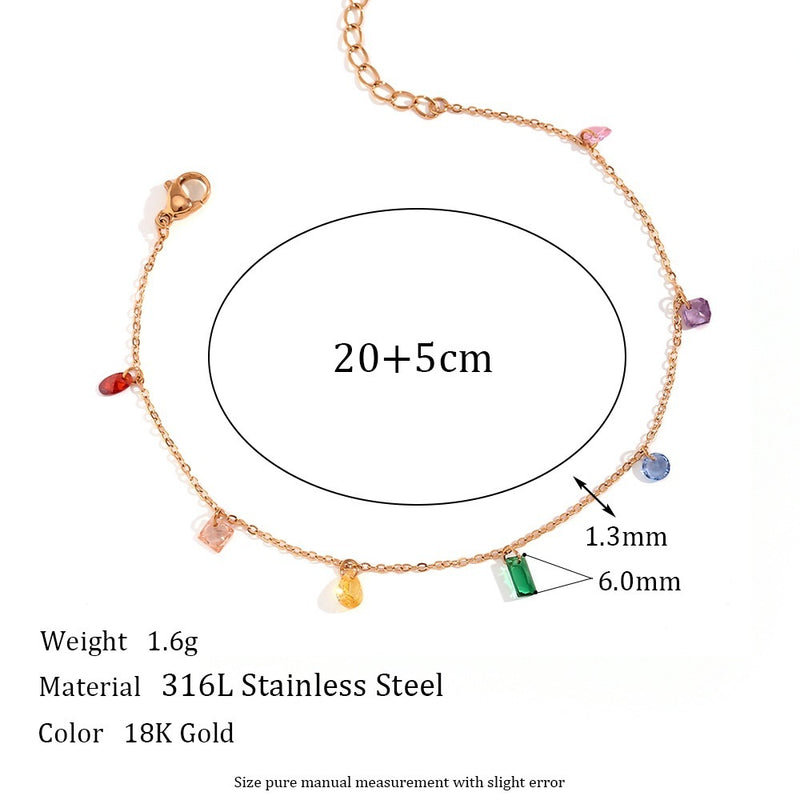 Rainbow Stainless Steel 18K Gold Plating Color Zircon