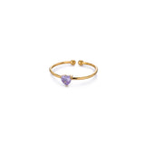 Birthday Stone Ring Titanium Steel Plated 18K Open Adjustable Gold