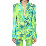 Leaf print casual blazer