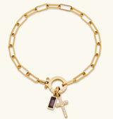 Moon Stone Love Knot Plated 18K Gold Bracelet