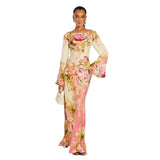 Printed Long Sleeve Floral Dress