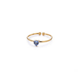 Birthday Stone Ring Titanium Steel Plated 18K Open Adjustable Gold