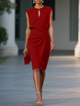 Cross And Knotted Round Neck Dress