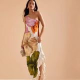 Oblique One Shoulder Ruffle Flower Dress