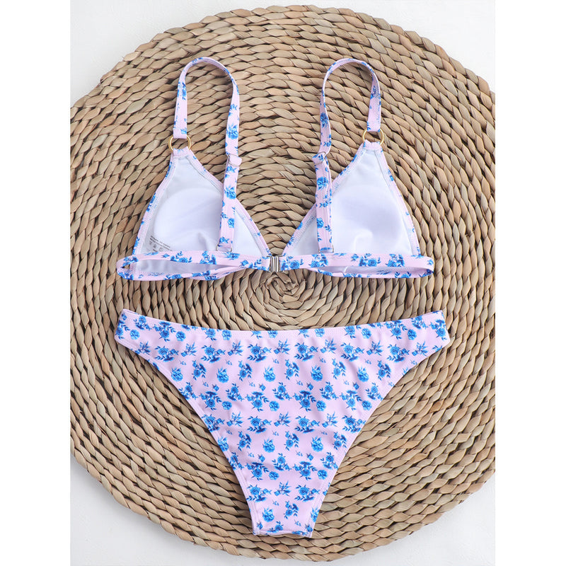 Split Printed Swimwear For Women With Sexy Chest Pads