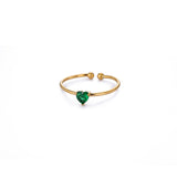 Birthday Stone Ring Titanium Steel Plated 18K Open Adjustable Gold