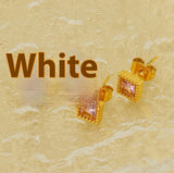 Gold Square Zircon Stud Earrings