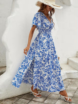 V-neckline Flounced Skirt