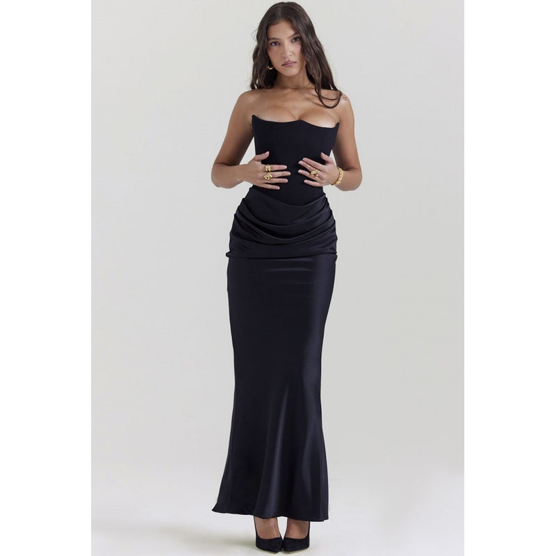 Off-shoulder Fishbone Satin