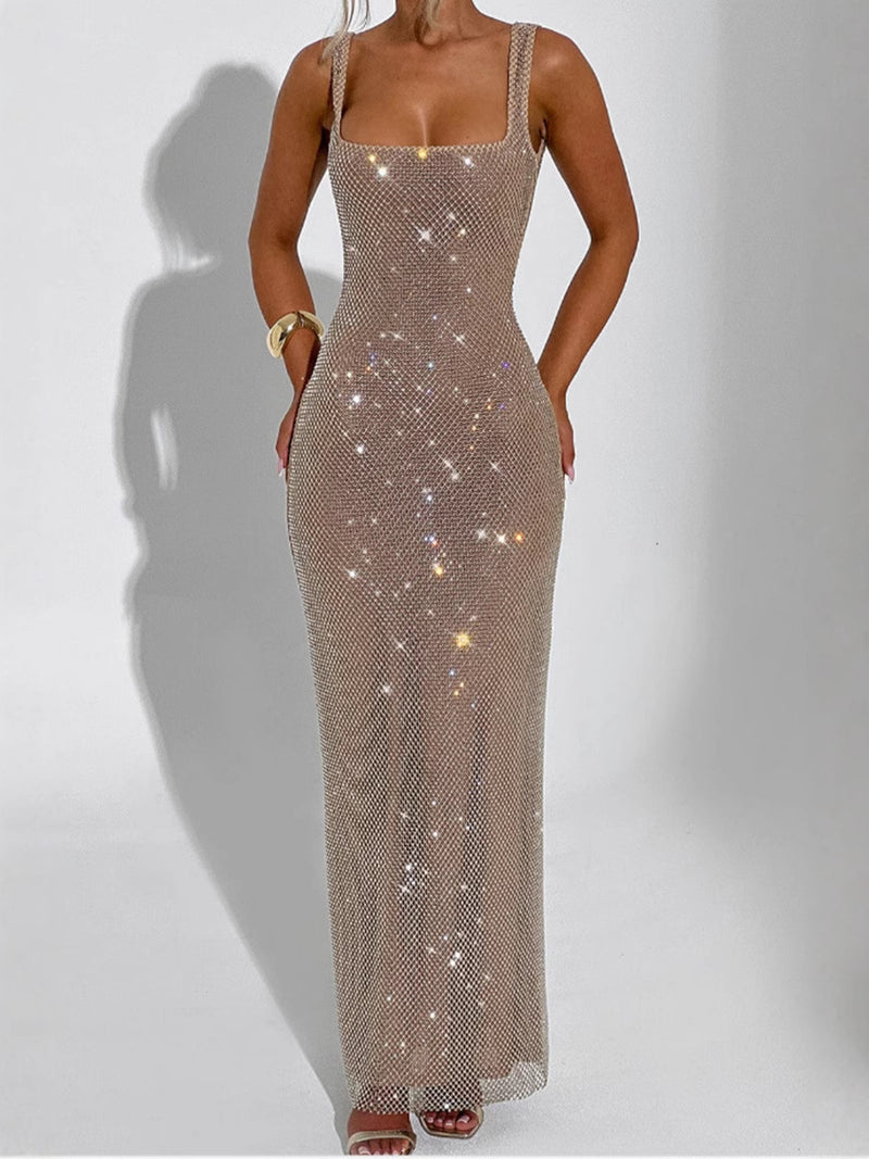 Double-shoulder Strap Sequins Dress