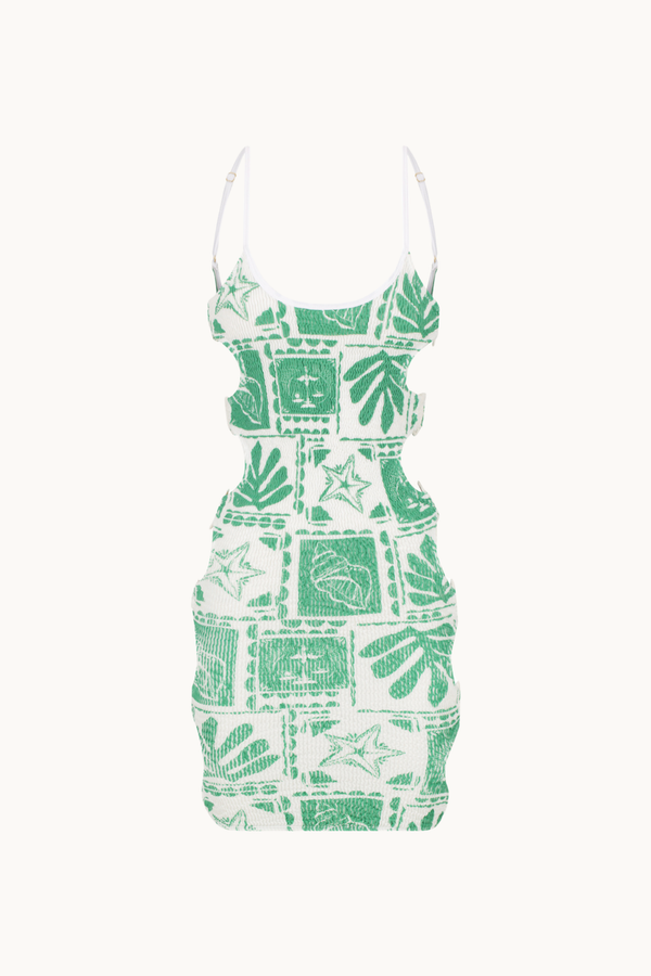 OAHU MINI DRESS PALM PRINT