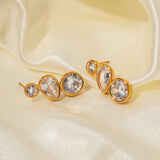 Inlaid Zircon Stud Earrings Stainless Steel 18K Gold Non-fading Anti Allergy Jewelry