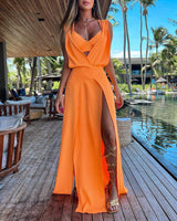 Sleeveless Backless Dress Two Piece Suit