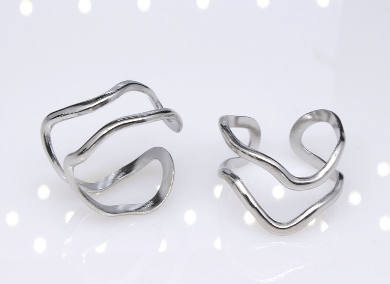 Adjustable Double Line Titanium Vintage Oil Pressure Stainless Steel Ring