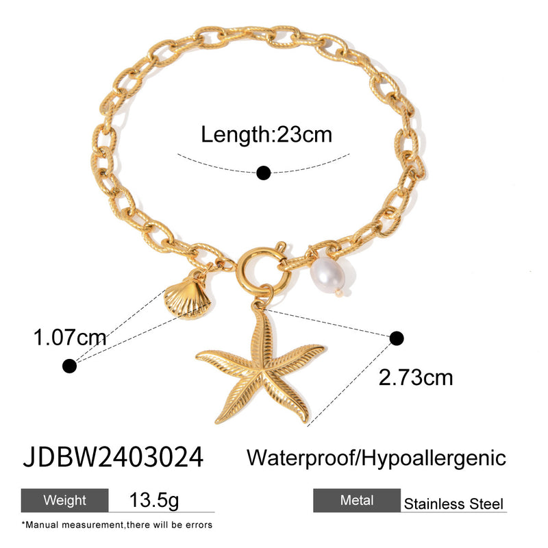 Stainless Steel Starfish Shell Bracelets