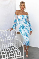 Aria || Printed Tube Top Off-neck Dress