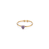 Birthday Stone Ring Titanium Steel Plated 18K Open Adjustable Gold