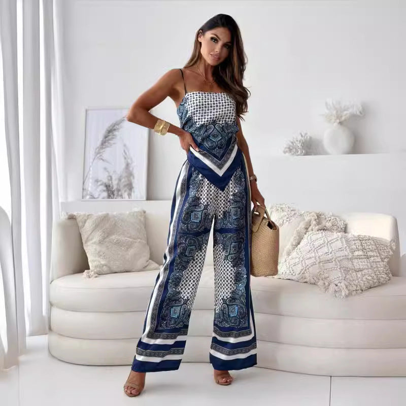 Printed Wrapped Pants Set