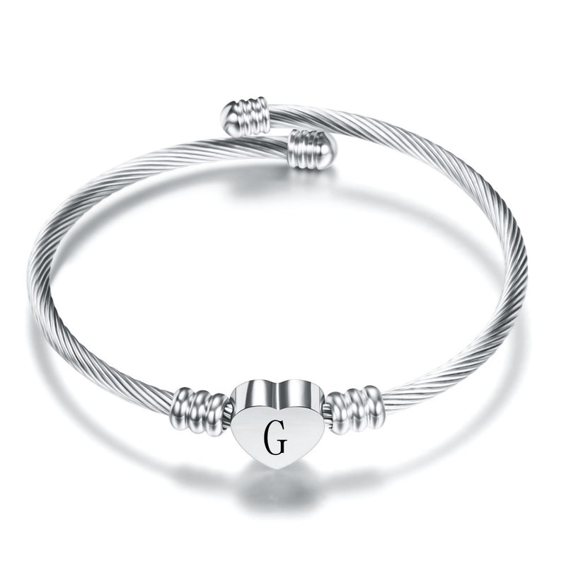 26 Letter Stainless Steel Bangle