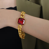 Cuban Link Chain Square Thick Straps Crystal Bracelet