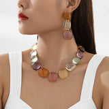 Geometric Candy Clavicle Necklace And Earrings