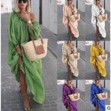 Independent Station Casual Solid Color Large Size Loose Long Sleeve Dress