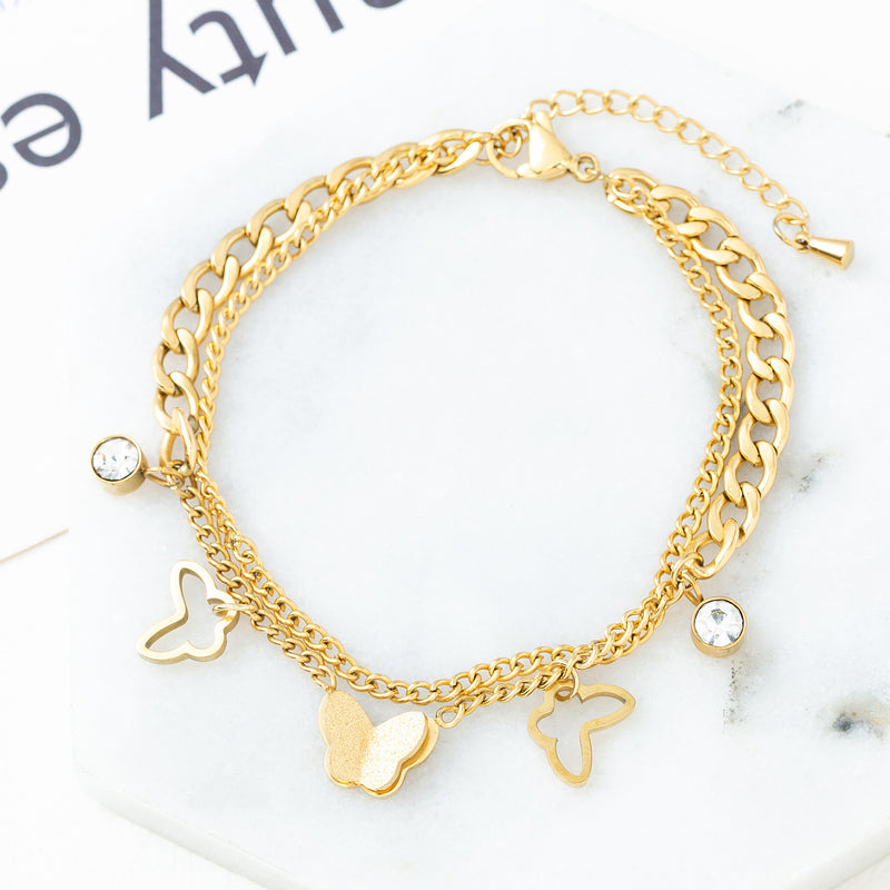 Multi-layer Pendant Gold Bracelet