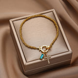 Moon Stone Love Knot Plated 18K Gold Bracelet